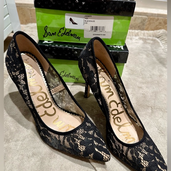 Black/Nude Lace Sam Edelman Hazel Heels size 9 - Picture 5 of 6